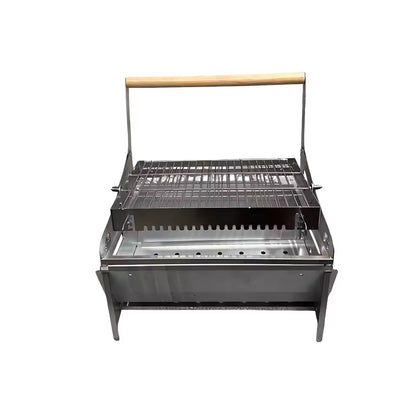 Flip Grill 360° Rotating Barbecue Grill, Manual Push-Pull Auto Flipping Charcoal Grill for Outdoor Camping & Picnics